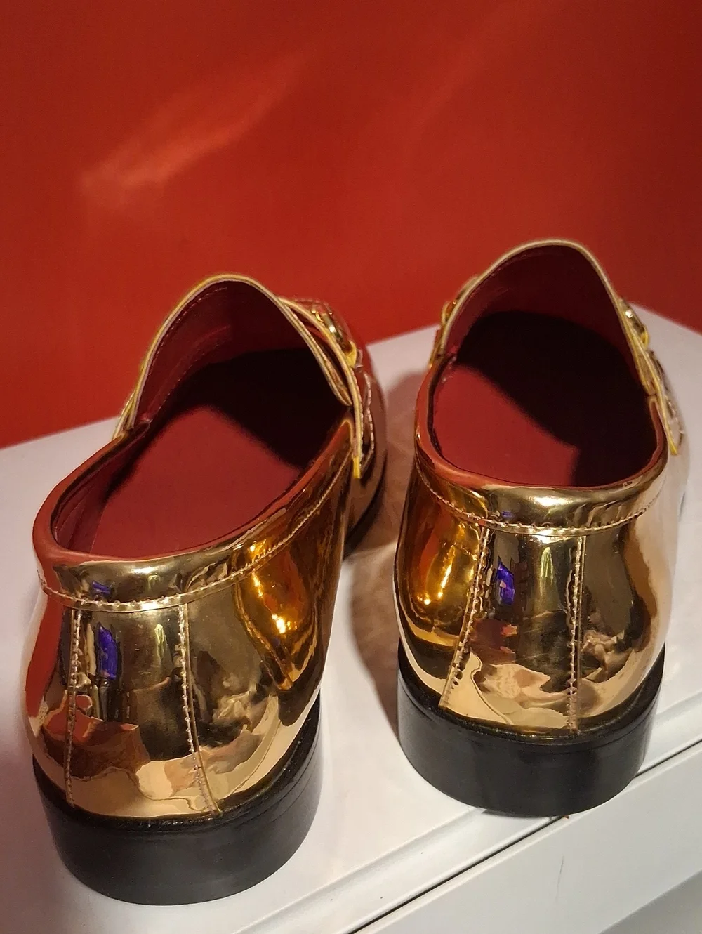 Gold Metallic Men’s Penny Loafers - Polished Slip-On Dress Shoes